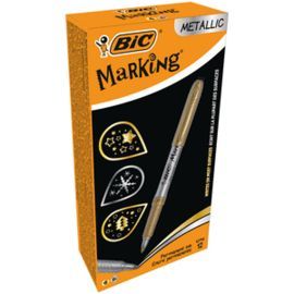 MARCADOR BIC PERMANENTE 0.8 MM ORO Y PLATA